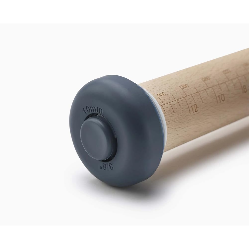 Joseph Joseph Precisionpin Baking Adjustable Rolling Pin - Consistent And Even Dough Thickness For Perfect Baking Results, Sky,