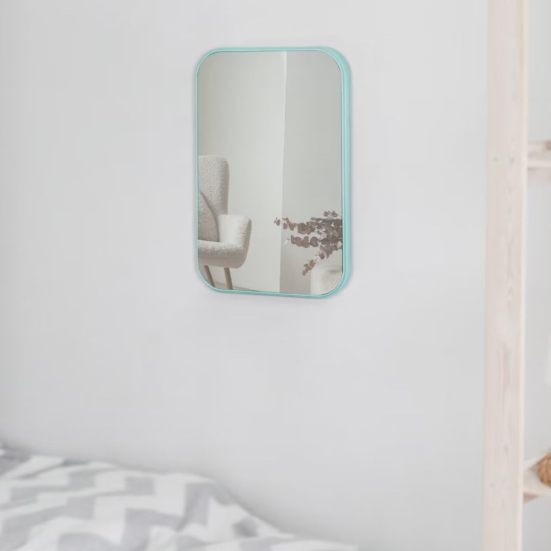 Yatnks 8-Inch Table Desk Vanity Makeup Mirror, Simple Portable Travel Mirror With Stand, Standing And Wall Hanging Dual-Use, Blu