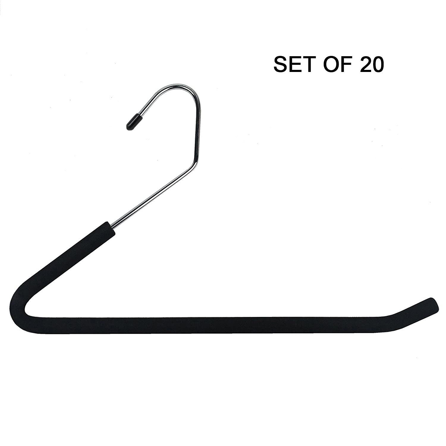 Huji Heavy Duty Open Ended Easy Slide Chrome Trouser Hangers Organizers (20 Open Ended Easy Slide Hangers)