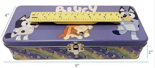 Tin Box Company Large Storage Box with Ruler Handle, Bluey