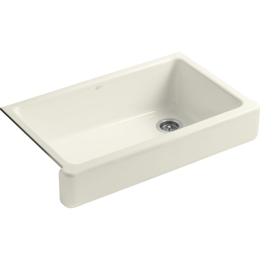 KOHLER Whitehaven 35-1/2 Self-Trimming Undermount Farmhouse Kitchen Sink, Single-Bowl Cast Iron Apron-Front Kitchen Sinks, K-648
