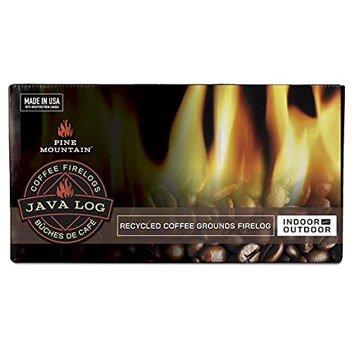 Pine Mountain Java Log, Recycled Coffee Grounds 4-Hour Firelog Long Burning Firelog For Campfire, Fireplace, Fire Pit, Indoor &