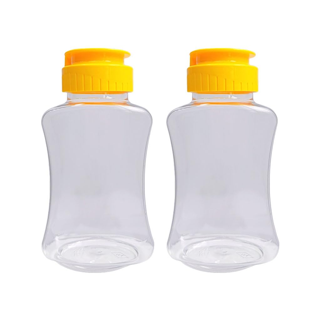 Zayoizy 2Pcs Empty Plastic Honey Bottles Flip Top Squeeze Honey Jars Dispenser Squeezable Honey Containers For Syrups, Ketchup,