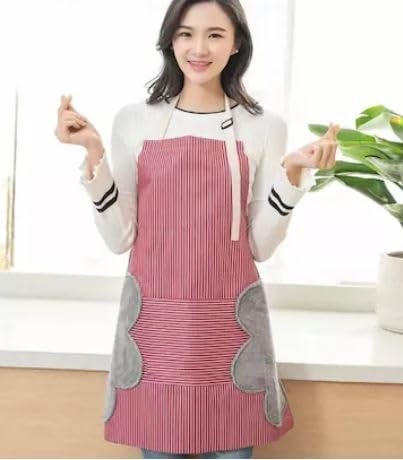 Imegaz Pvc Waterproof Kitchen Apron With Front Pocket And Side Coral Velvet For Wiping Hands Unisexn Pack Of 1