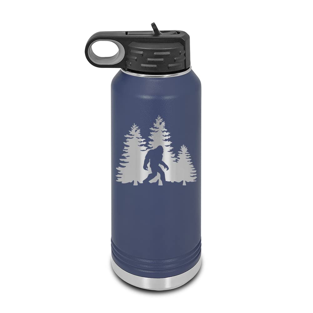 Bigfoot Trees Forest Laser Engraved Water Bottle Customizable Polar Camel Stainless Steel with Straw  sasquatch missing link bi