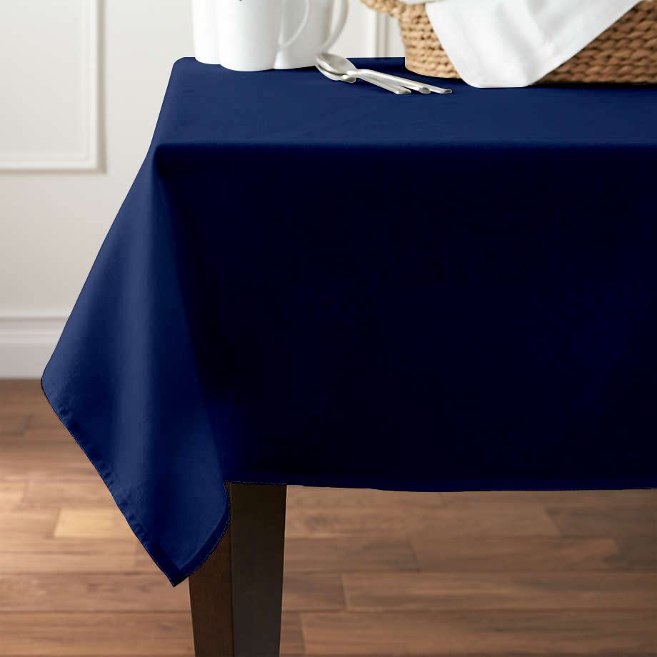 Pomp Navy Blue 90 Inch Round Premium Polyester Tablecloth  Wrinkle  Stain Resistant Easy Care Fabric  Fits Round Table