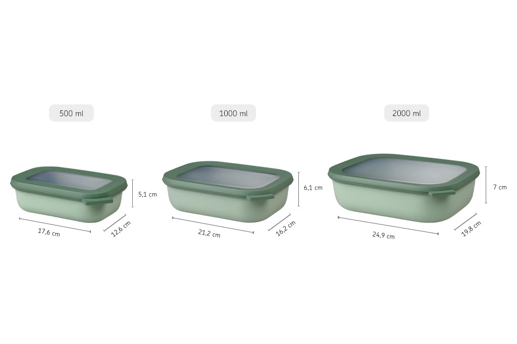Mepal Cirqula Multi Bowl Rectangular 2000 ml Nordic Blue-Food Storage Box-Stackable-Dishwasher Safe