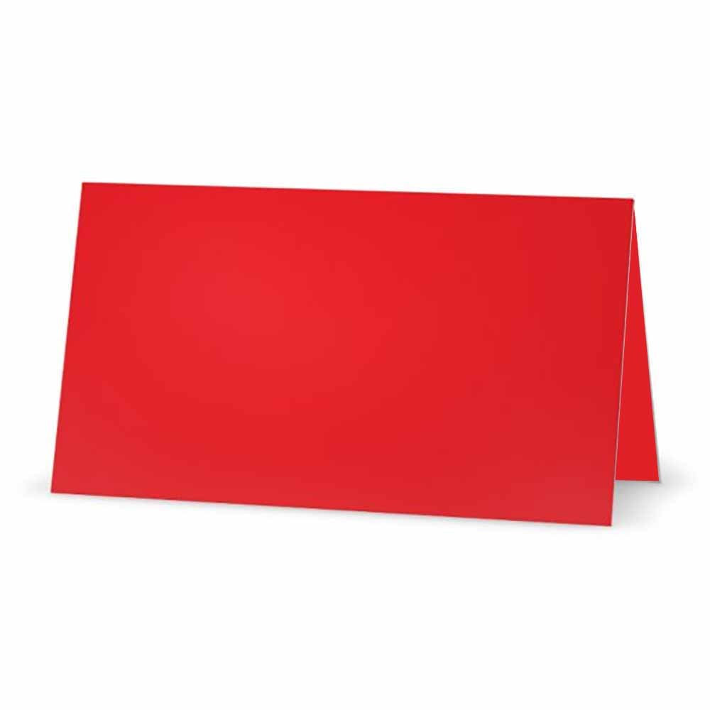 Red Place Cards - Flat Or Tent - 10 Or 50 Pack - White Blank Front With Solid Color Border - Placement Table Name Seating Statio