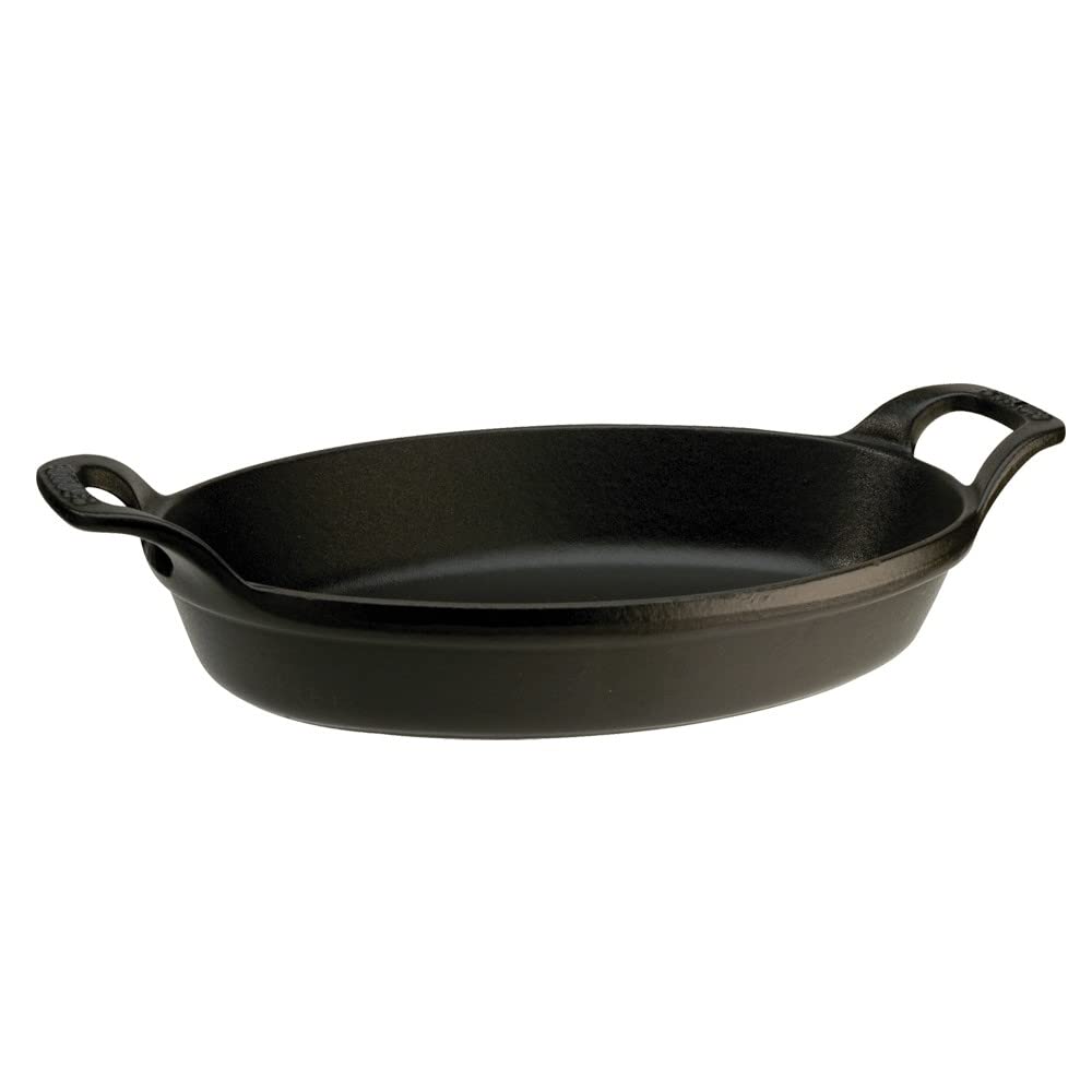 Staub Cast Iron 11-Inch X 8-Inch Oval Baking Dish - Matte Black, Made In France