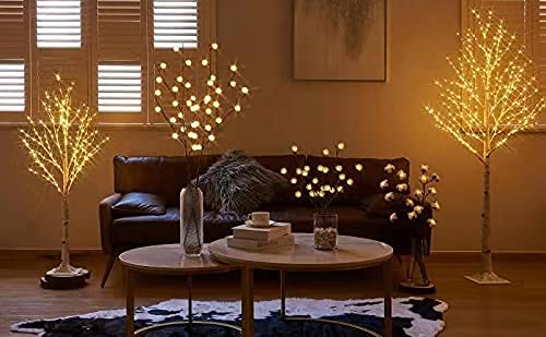 Birchlitland Lighted Birch Tree 6FT 330L Warm White Fairy Lights, White Twig Tree Lights for Indoor Outdoor Home Thanksgiving Ch