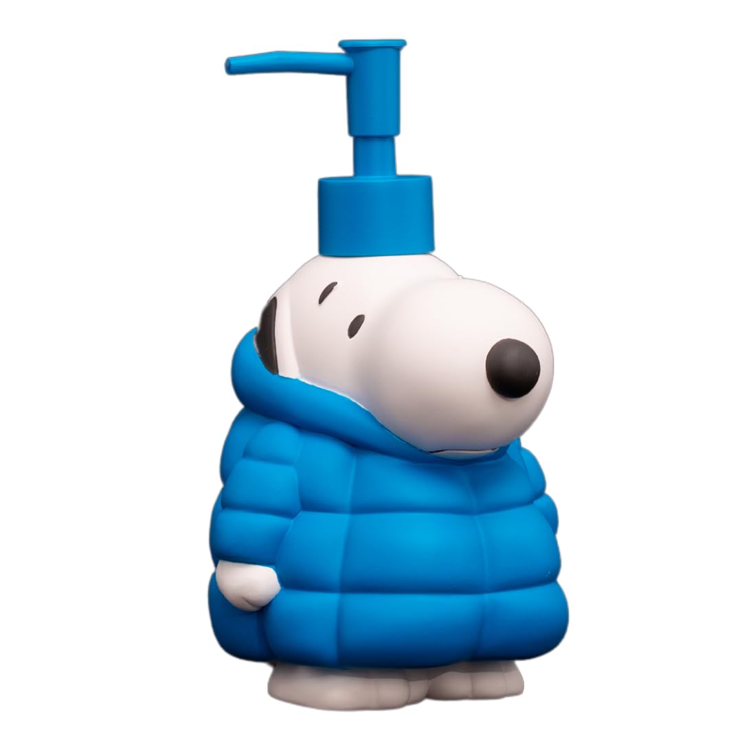 Peanuts Snoopy Puffer Coat Holiday Christmas Soap/Lotion/Hand Sanitizer Resin Pump Dispenser, 17.24 Ounces, (Officially Licensed