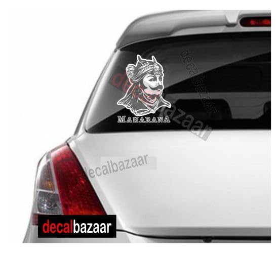 decalbazaar Vinyl Maharana Pratap Singh Glossy Glass Wall Vehicle Sticker, 11 x 8.5 Inches Silver