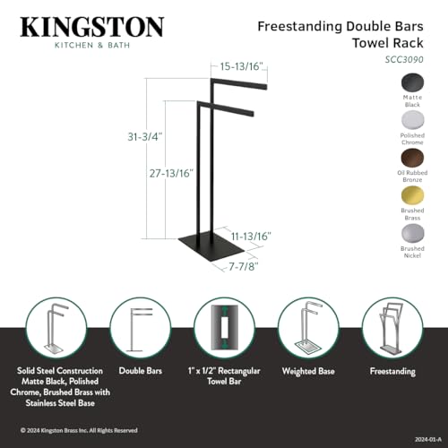 Kingston Brass Scc3097 Edenscape Pedestal Dual Towel-Rack, Brushed Brass