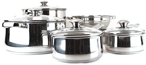 MAGEFESA  Vesta 10 Piece Cookware Set, Crafted from Stainless Steel, Easy to Clean and Dishwasher Safe, Soft-Touch metal Handles