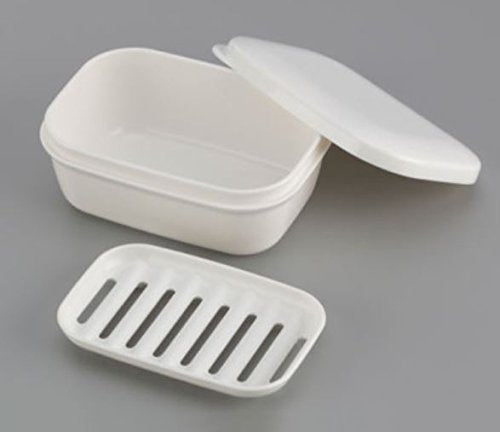 Inomata Travel Soap Case Holder, Soap Dish For Home And Travel, Self Draining, 2 Pack White