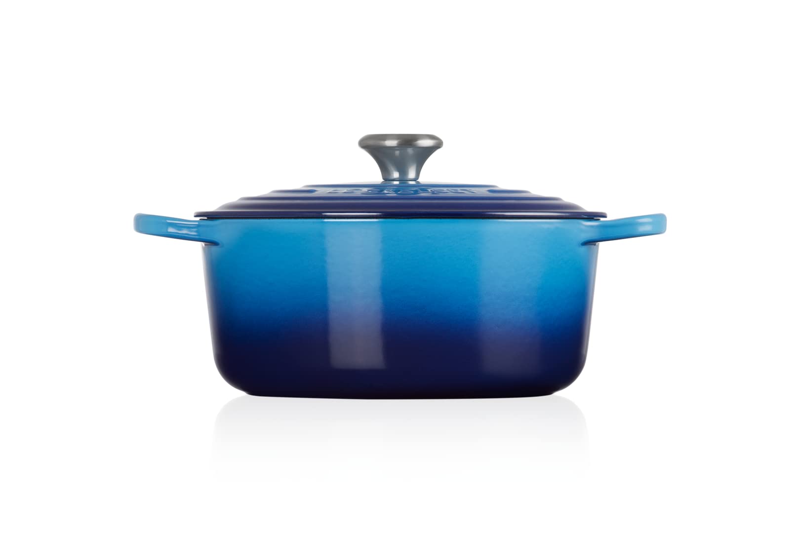 Le Creuset Signature Enamelled Cast Iron Round Casserole Dish With Lid, 26 Cm, 5.3 Litre, Azure, 21177182202430