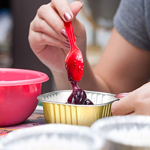 Geiserailie 40 Sets Square Aluminum Foil Cake Pan 130 Ml/ 4.4 Ounces Mini Cupcake Cup Pan With Lids Disposable Dessert Pans Flan