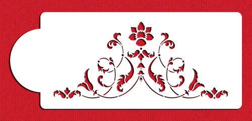 Designer Stencils Florentine Scroll Cake Stencil, Beige/Semi-Transparent