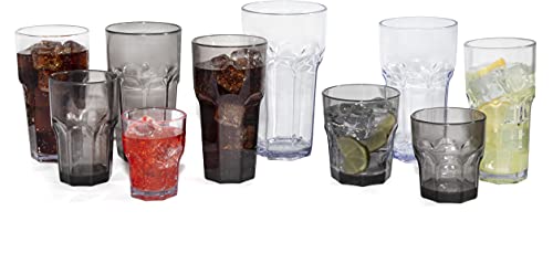 Carlisle FoodService Products Louis Clear Tumbler Short Glass for Restaurants  Catering  Kitchens  Plastic  12.3 Ounces  Clear  (Pack of 24)