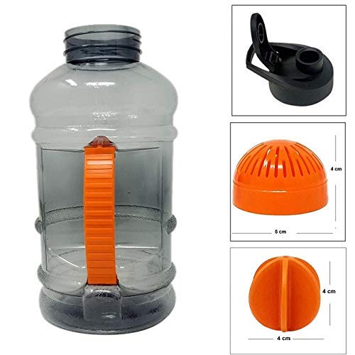 DOVEAZ Plastic Food Grade Gym Water Gallon Bottle With Protein Funnel & Container With Key-Chain For Men1500 Ml,Black