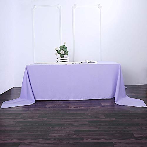 Balsacircle 90X156-Inch Lavender Rectangle Polyester Tablecloth Table Cover Linens For Wedding Party Events Kitchen Dining