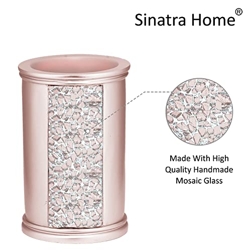 Zahari Home Sinatra Bath Tumbler Toothbrush And Toothpaste Holder Makeup Brushes Organizer, Blush