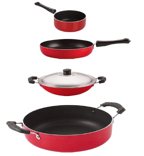 Nirlon Non Stick Cookware Pots & Pan Combo Set Of 4 Pieces With Bakelite Handle (Fp11_Sp(B)_Ac_Cs24)