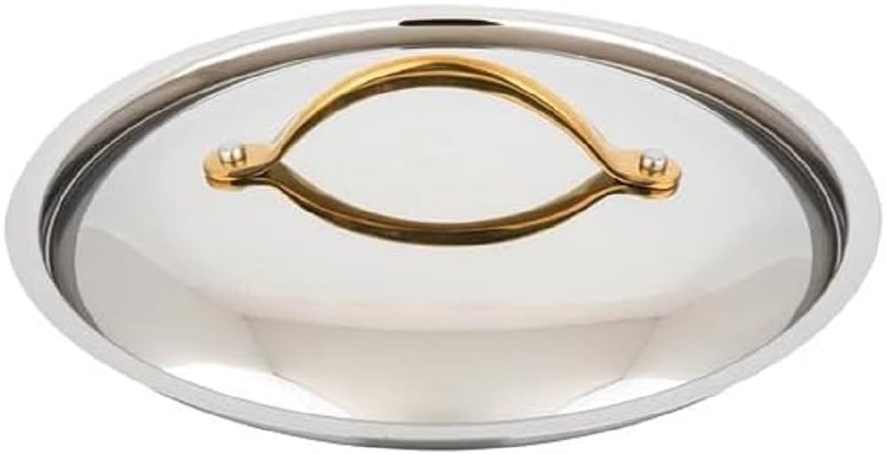 NutriChefKitchen Lid for 1.5Quart SaucepanStainless Steel Kitchen Cookware Cover w/ Stylish Golden PVD Handle,Fits 6.30Pot 