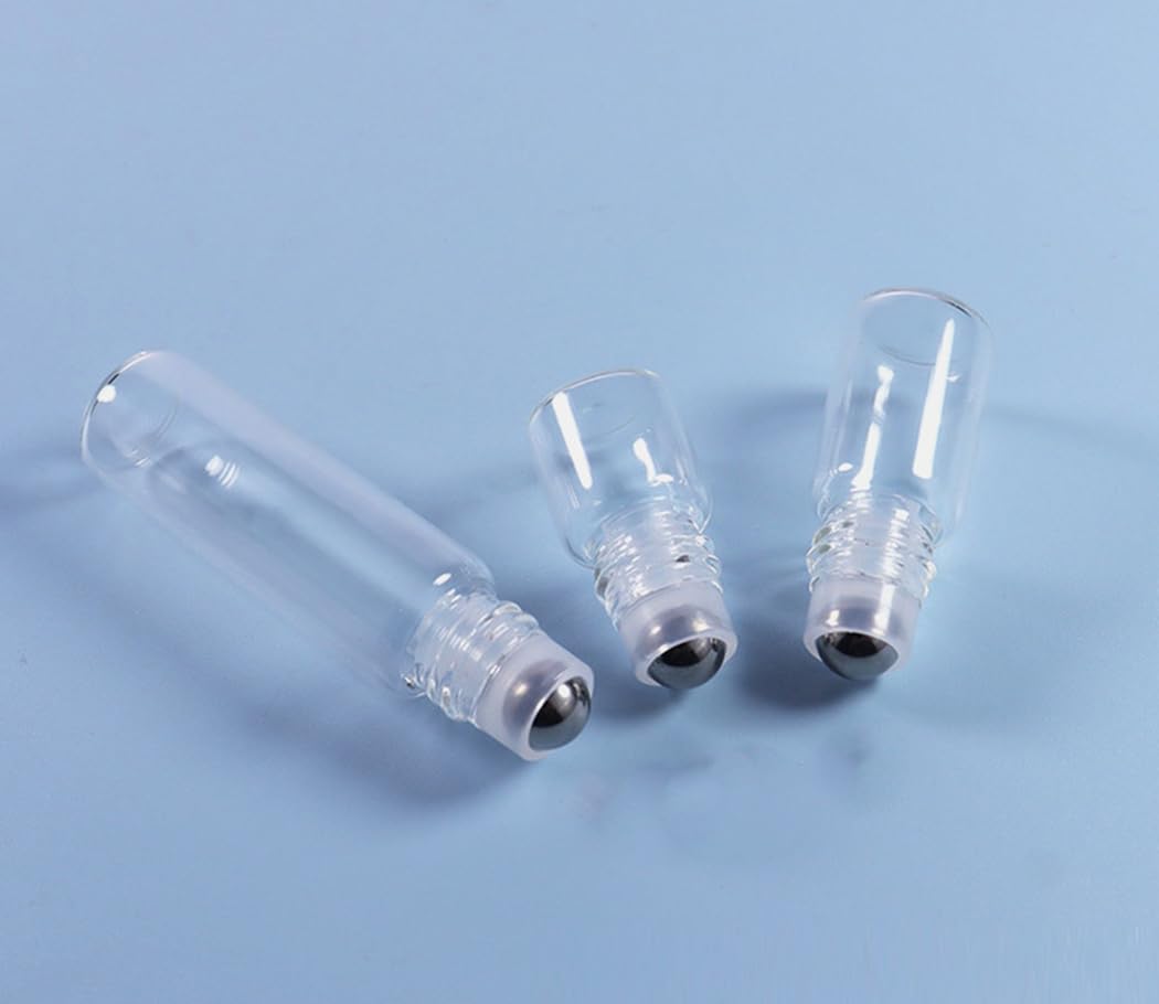 Zbfwmx 20 Pack Set 2Ml(5/8 Dram) Micro Mini Glass Roll-On Glass Bottles With Metal Roller Balls - Refillable Slim Sample Vial Ar