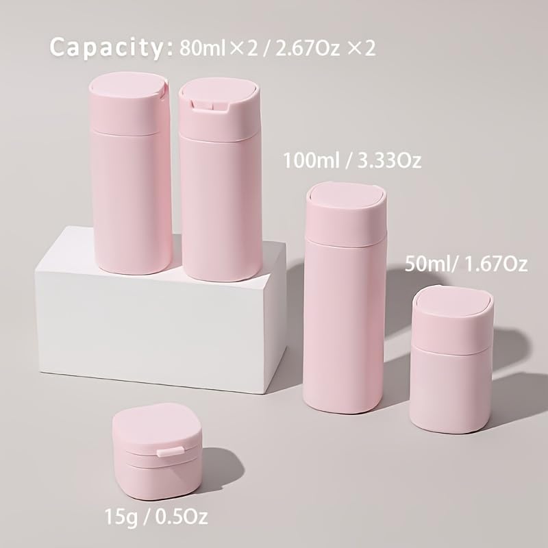 Fanpoi 5Pcs Travel Cream Dispenser Bottles Set Travel Bottles Toiletry Containers Set, Tsa Approved, Travel Essentials (Light Gr