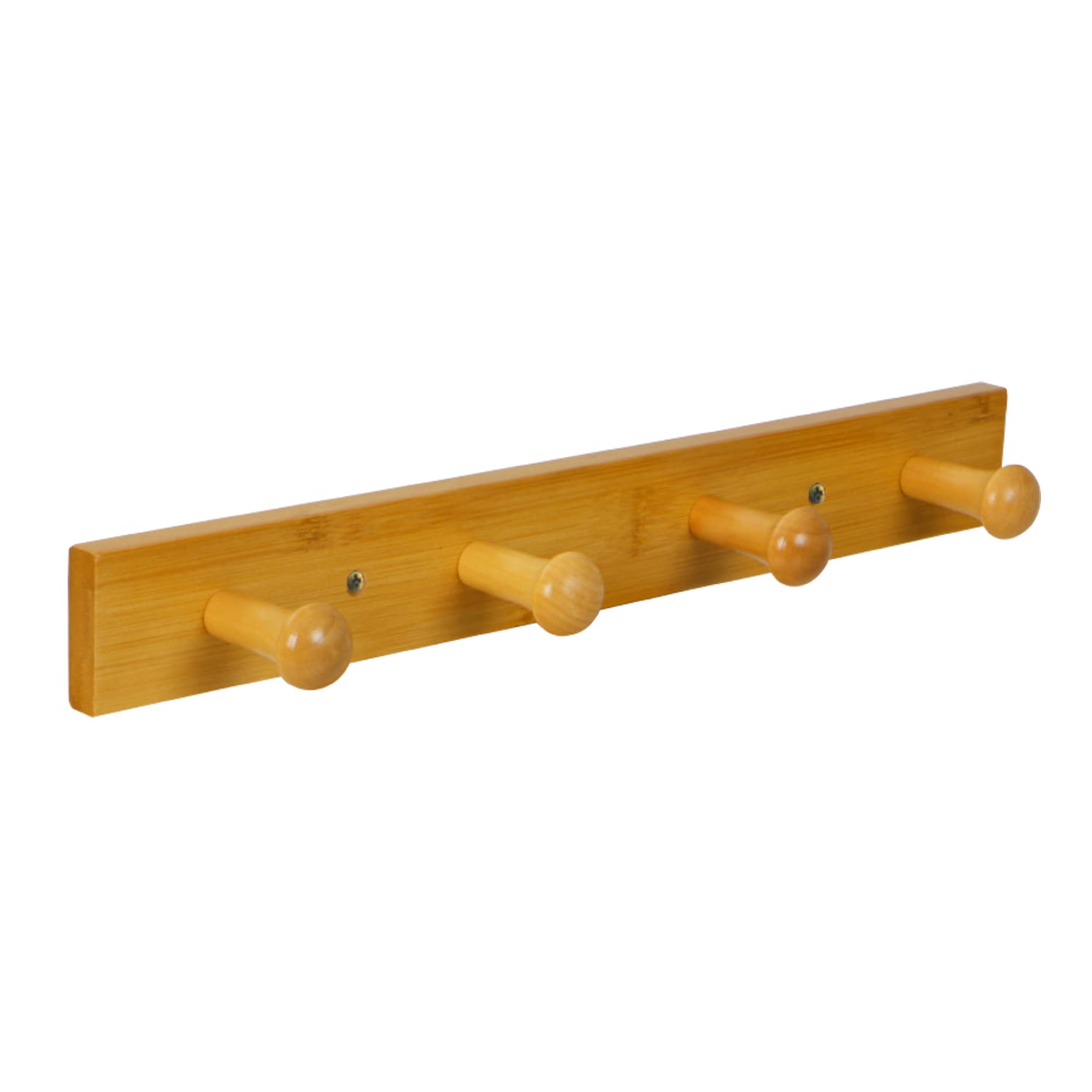 Hokipo Bamboo Wooden Heavy Duty Wall Mounted Hooks For Hanging  4 Hooks | Hook Rail For Clothes, 39 Cm (Ar3698)
