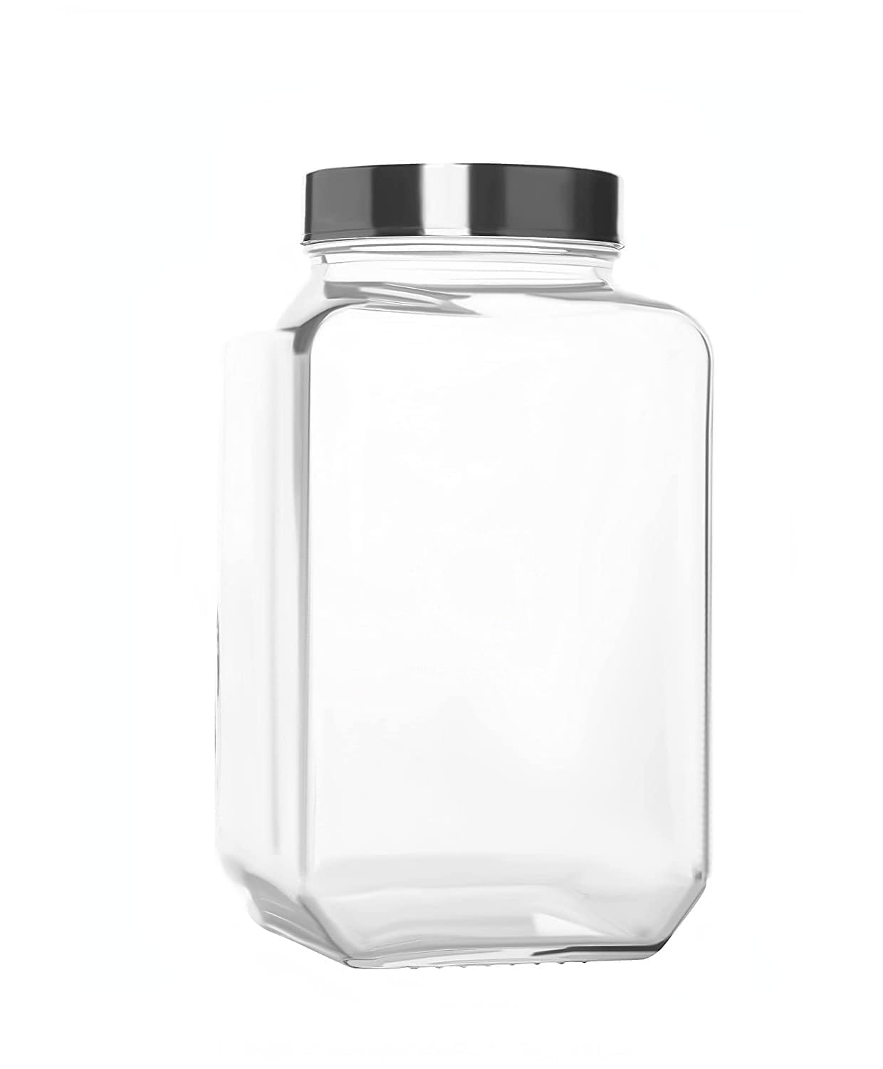 Usije Square 1000 Ml Transparent Glass Jars With Air Tight Lid For Kitchen Pantry, Snacks, Masala, Honey, Pickles, Cookies, Dry 