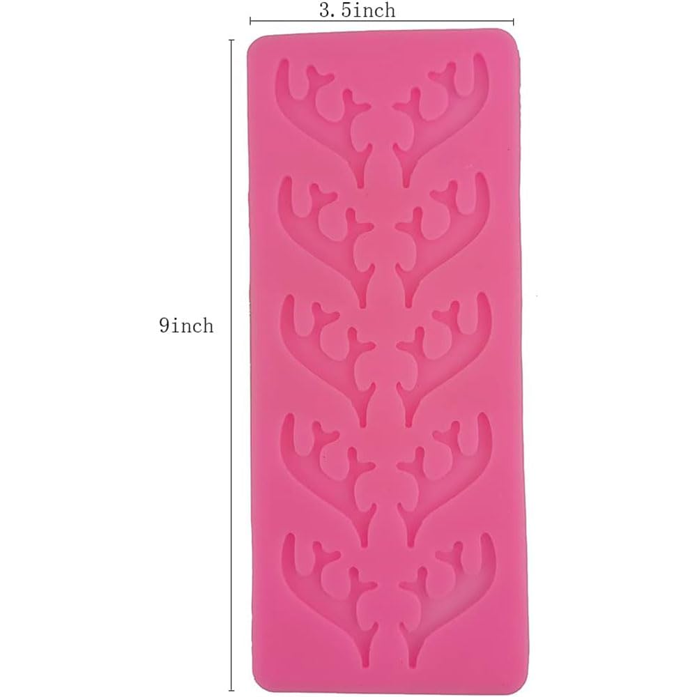 10 Holes Elk Deer Horn Fondant Silicone Mold Antlers Shape Chocolate Mold Christmas Dessert Cupcake Decoration