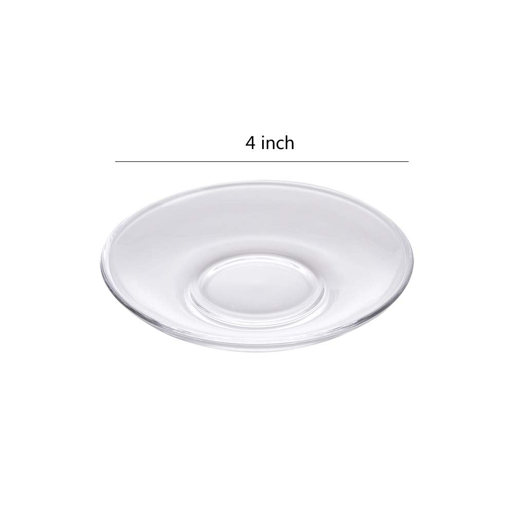Sizikato 6Pcs Clear Glass Snack Plate, Restaurant Dessert Plate, Tea Table Decoration Tea Bag Holder. 4 Inch