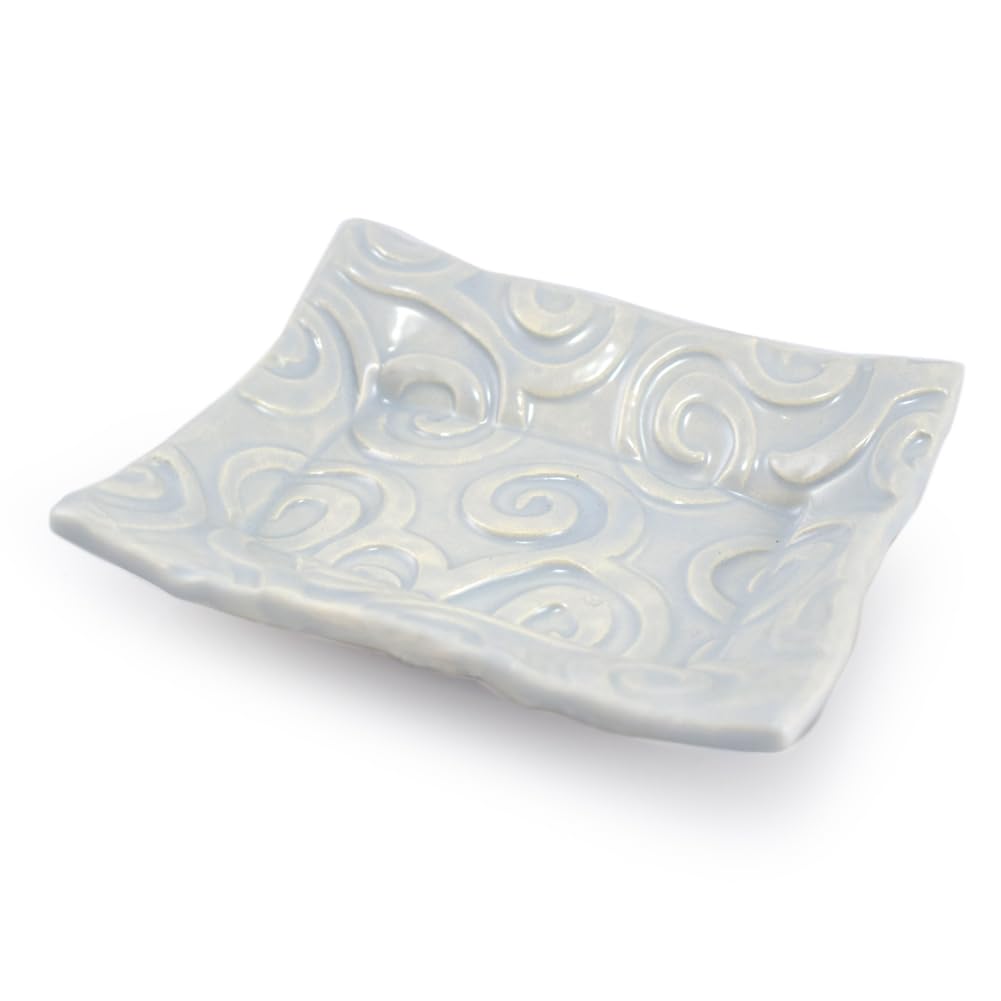 Handmade Textured Ceramic Soap Dish (Grey Swirl)