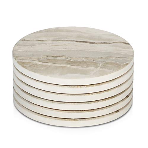 Lifver Coasters For Dining Table,Ceramic Coasters Set Of 6, Absorbent Coasters For Drinks Outdoor Coasters For Patio Table Home