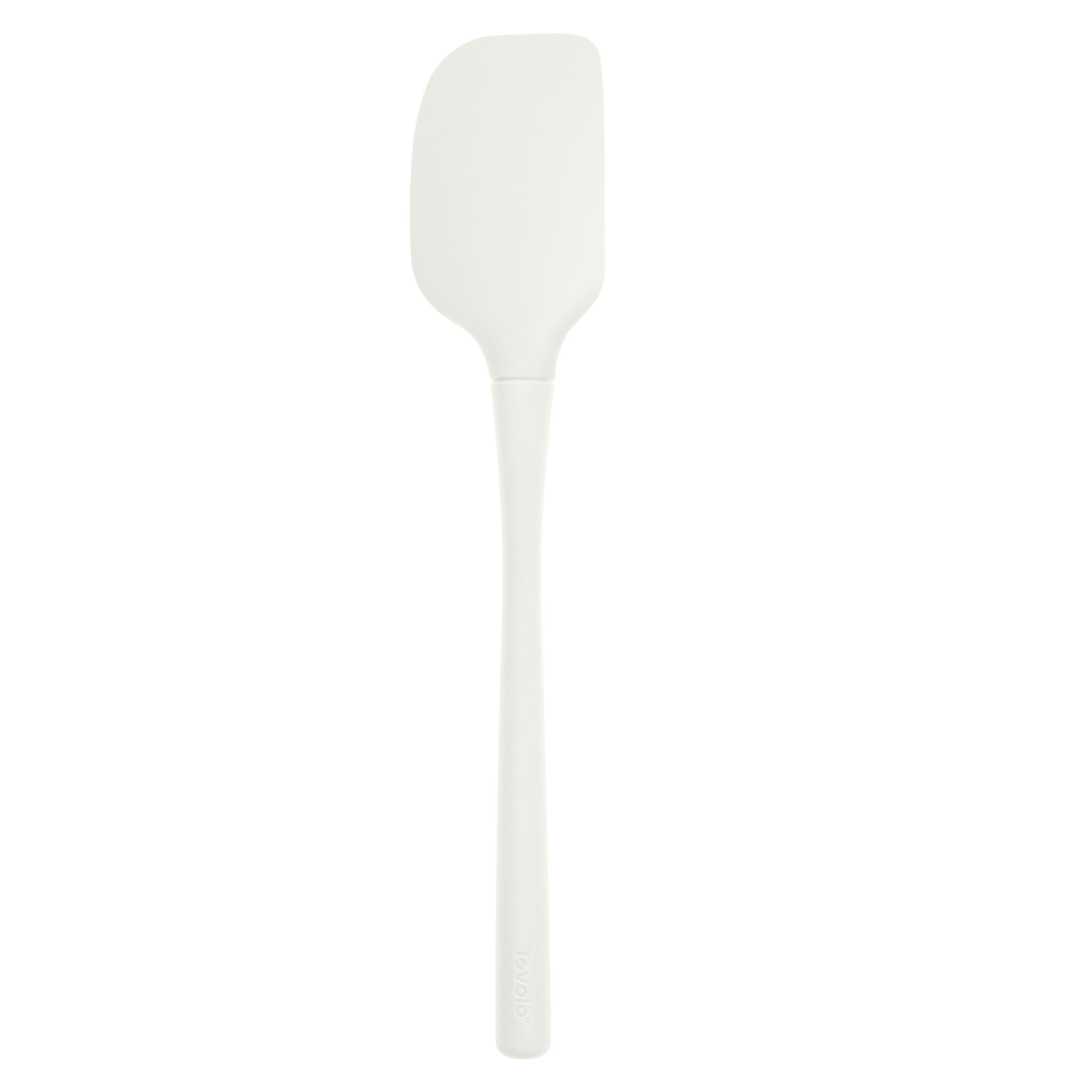 Tovolo White Flex-Core All Silicone Spatula, Tapered Silicone Edge for Scraping, Ergonomic Handle, Heat-Resistant Rubber Spatula