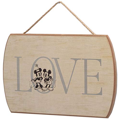 Disney Mickey Mouse and Minnie Mouse Love Hanging Wood Wall Decor - Cute Mickey and Minnie Sign for Home Decorating