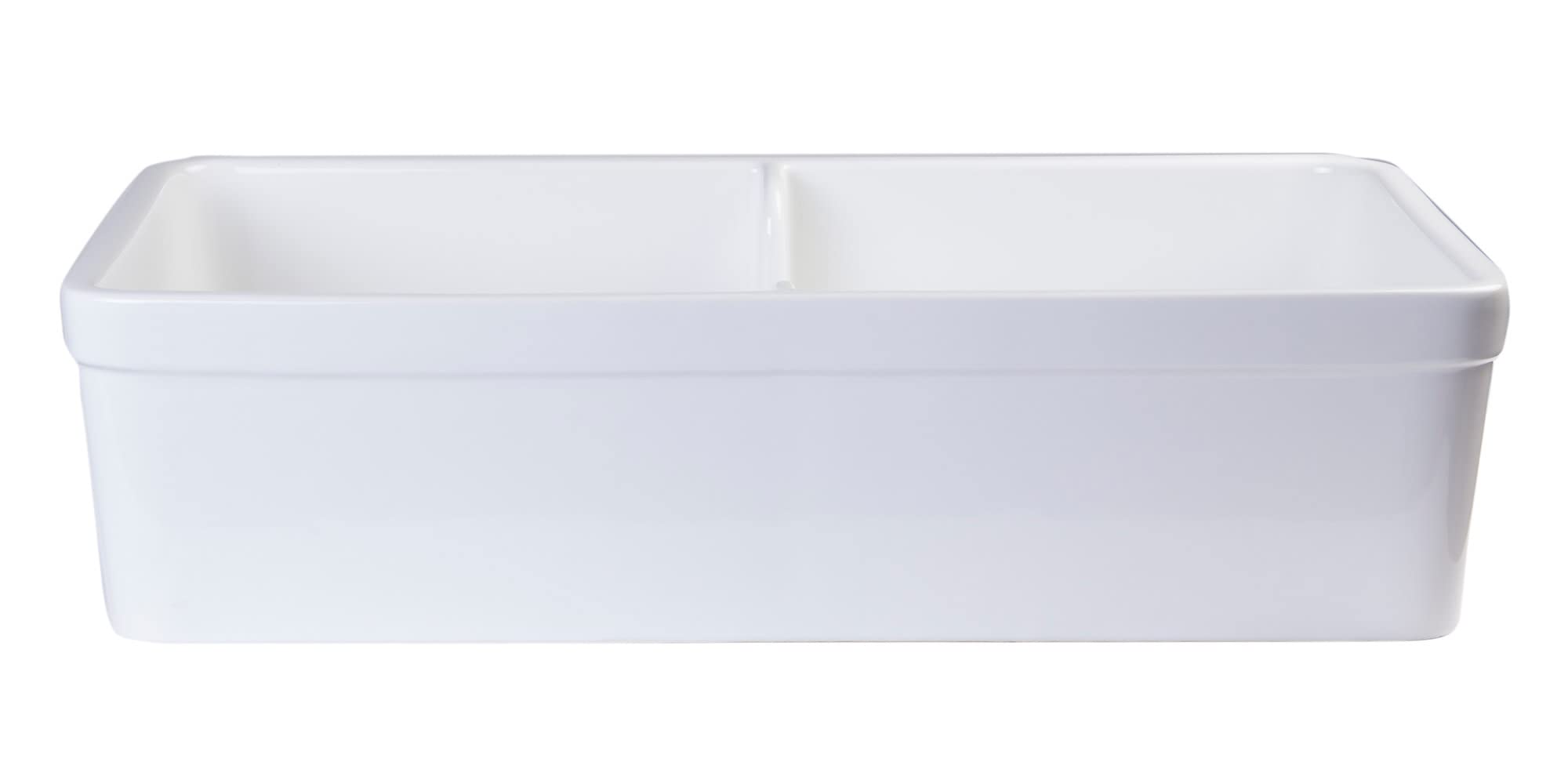 Alfi Brand Ab5123 32-Inch Short Wall Double Bowl Fireclay Farmhouse Kitchen Sink With 1 34-Inch Lip White