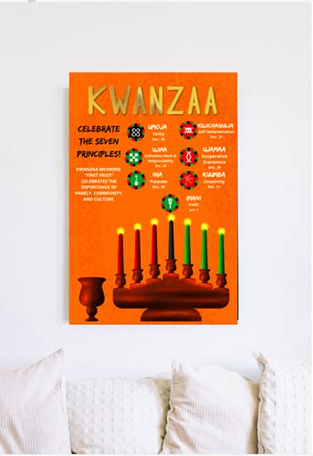 ShopHaven Kwanzaa Poster - 12"x18" Kinara Wall Art, Red & Green, Quality Print Decor