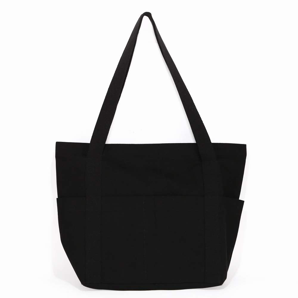 Augbunny Xl Heavy Duty Canvas Grocery Bag Multi Purpose Tote Outer Pockets