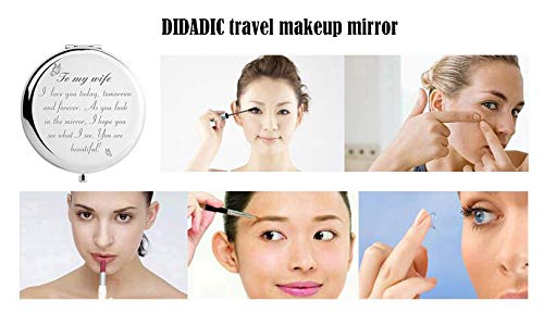 DIDADIC Wife Birthday Gift Ideas  Valentines Day Present for her  to My Wife Compact Mirror for Wedding Anniversary Mothers Day