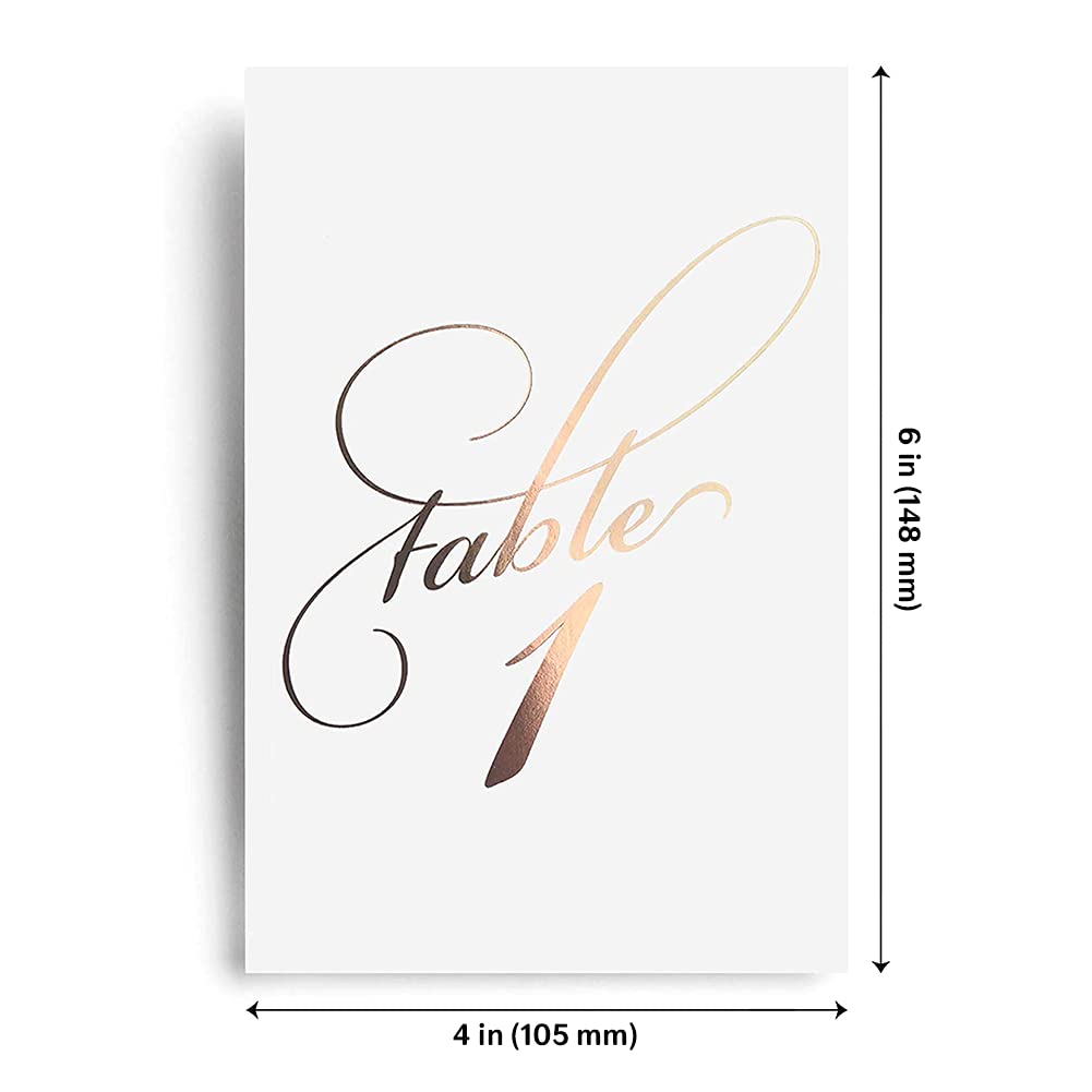 Bliss Collections Table Numbers, Rose Gold Foil, Double-Sided Cards Plus Head Table Card For Your Wedding, Reception, Anniversar