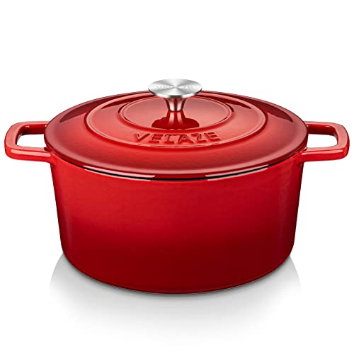 Velaze 6 Qt Enameled Cast Iron Dutch Oven, Dual Handles Dutch Oven Pot With Lid,Heavy-Duty Non-Stick Round Dutch Oven For Bread