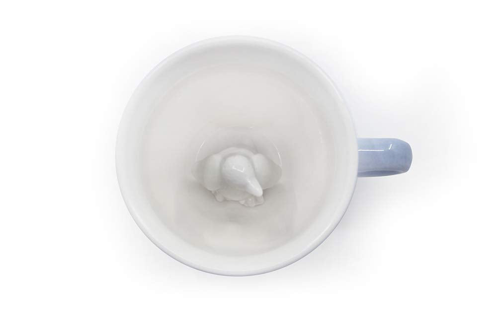 Creature Cups Penguin Ceramic Cup (11 Ounce, Ice Blue Exterior) - Hidden Animal Inside Mug - Birthday, Holiday, And Housewarming