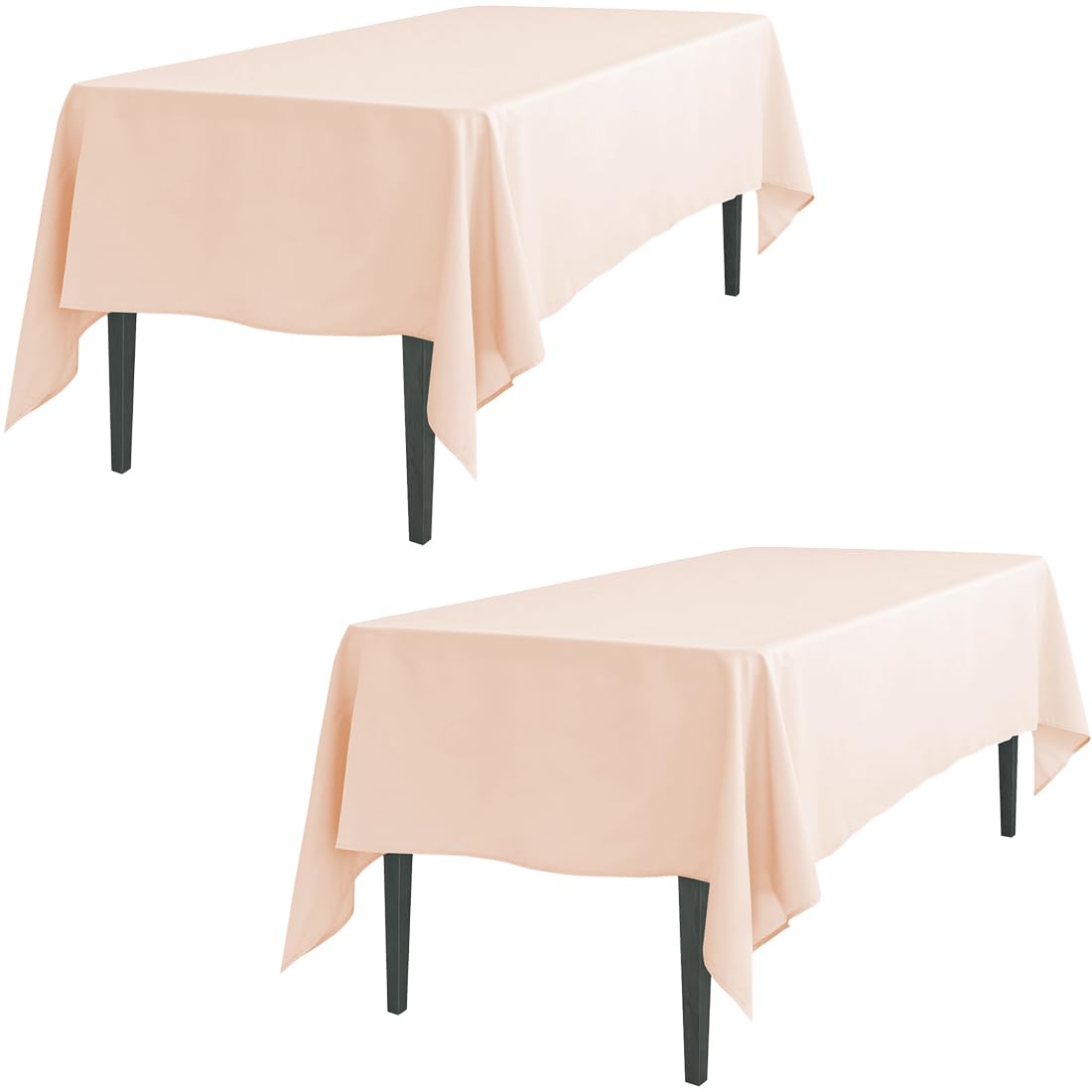 Ltc Linens 2 Pack Peach Rectangular Tablecloths 60 X 102 Inches For 6 Feet Rectangle Banquet Tables With Half-Drop - Stain And W