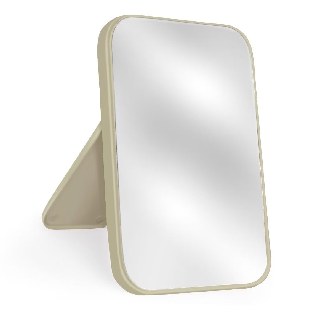 Yatnks 8-Inch Table Desk Vanity Makeup Mirror, Simple Portable Travel Mirror With Stand, Standing And Wall Hanging Dual-Use, Whi
