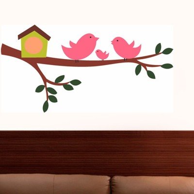 Kaushiki Collection Pink Birds Wall Sticker For Living Room, Bed Room, Kide Room