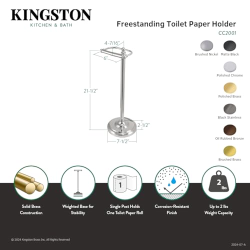 Kingston Brass CC2004 Vintage Freestanding Toilet Paper Holder  Black Stainless