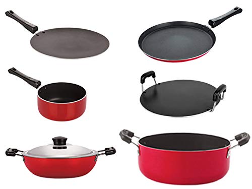 Nirlon Non Stick Combo Aluminium Cookware Set Of 5 Pieces (2.6Mm_Ct12_Dkd(B)_Sp(M)_Cass22_Ft12)